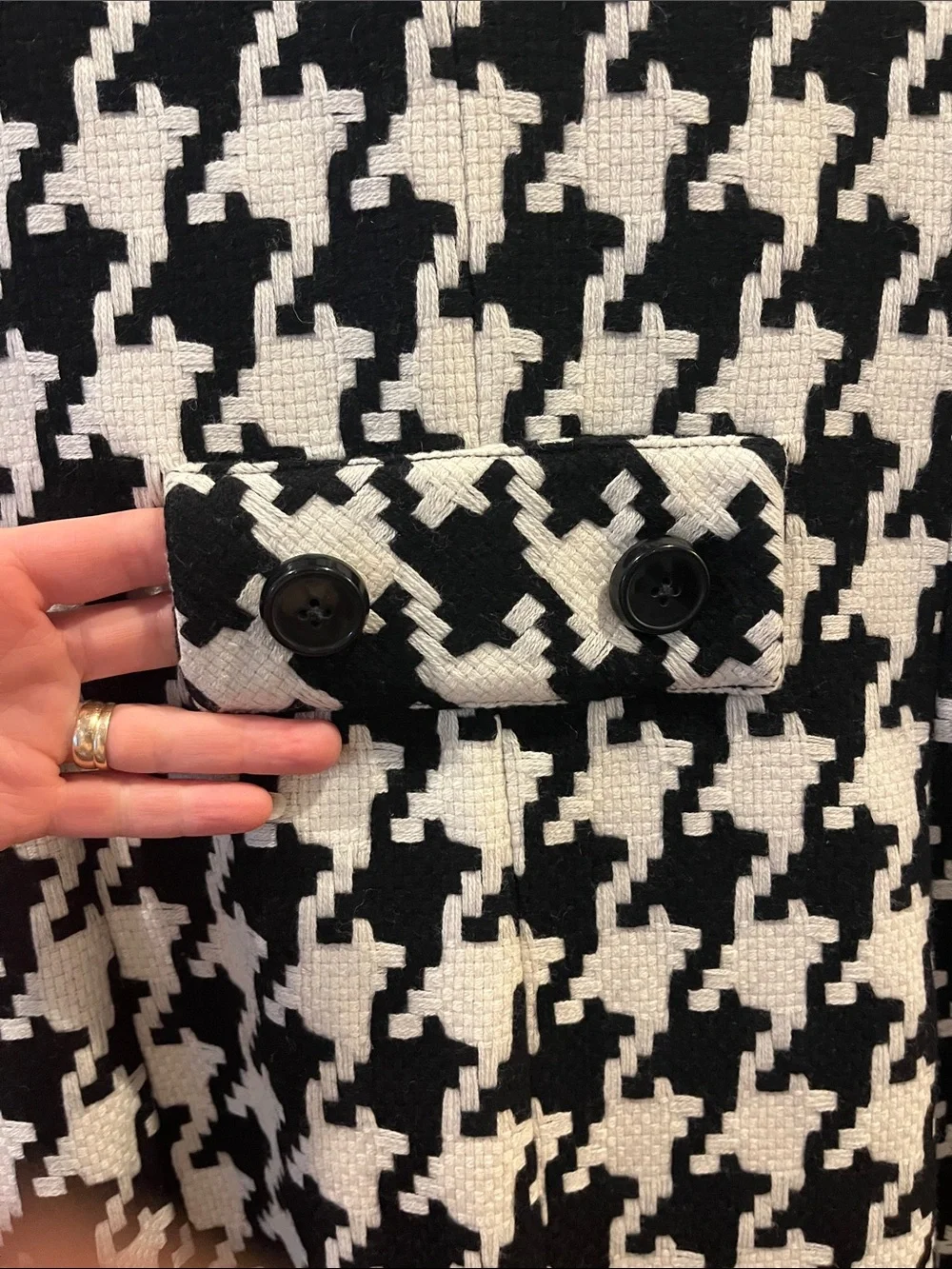 White House | Black Market Women’s Houndstooth Peacoat-sz S